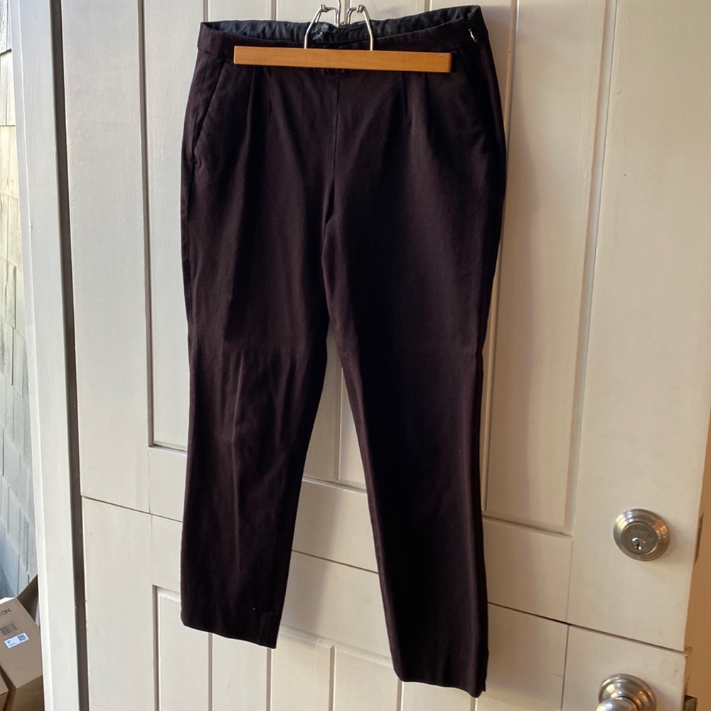 J.CREW dark brown stretchy capri with side zip